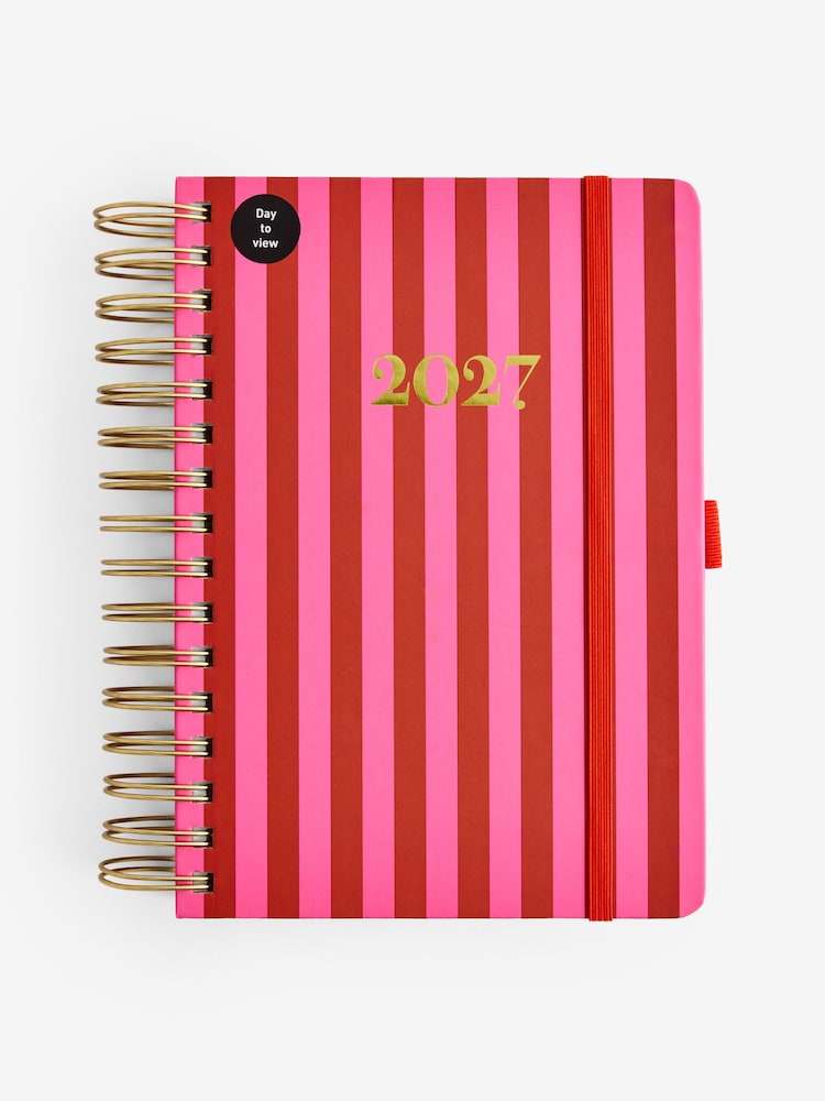 Red/Pink Stripe 2027 A5 Page A Day Diary - Image 1 of 1