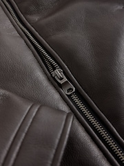 棕色 - Borg Collared Faux Leather Jacket (3-16yrs) - 圖片 4/5