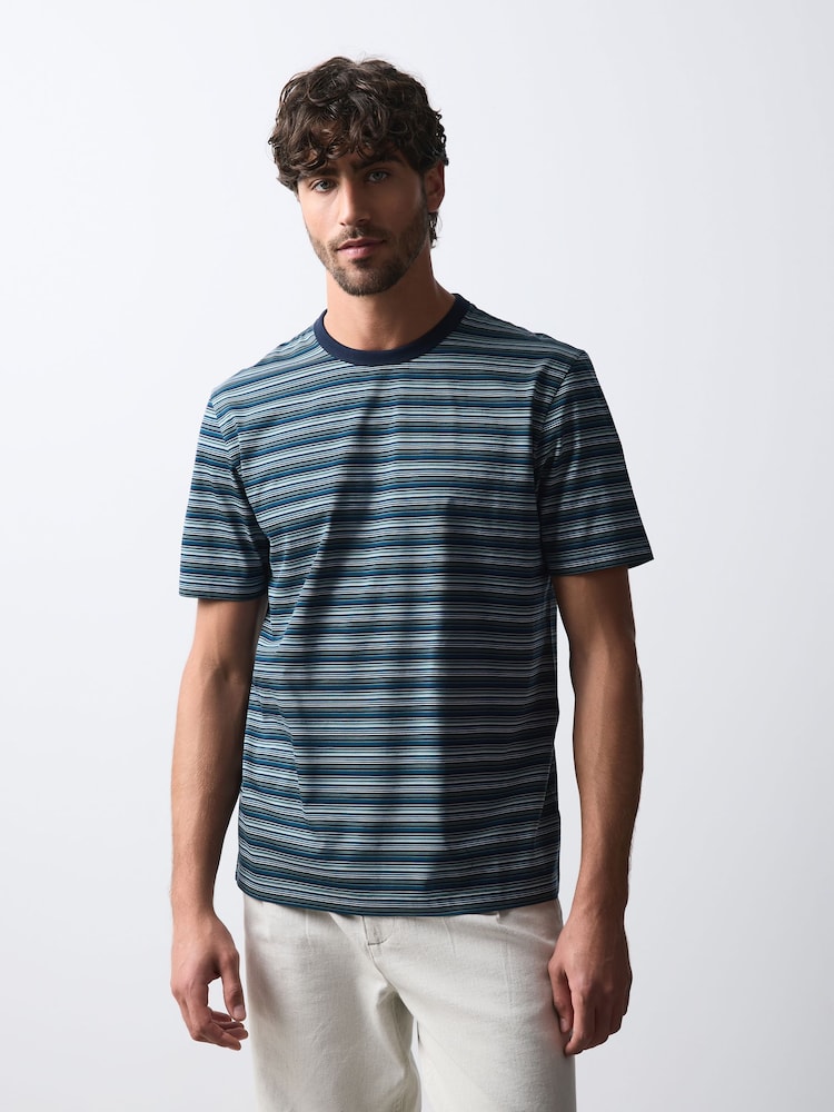 Blue N. Premium Horizontal Stripe Supima T-Shirt - Image 1 of 8