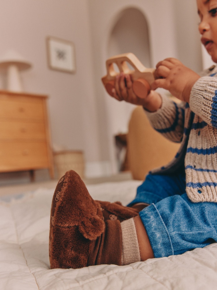 Chocolate Brown Bear Baby Sock Top (0-2mths) - Image 1 of 3 Chocolate Brown Bear Baby Sock Top (0-2mths) - Image 1 of 3