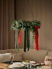 Red/Green Artifical Christmas Hanging Wreath with Bows - Image 1 of 3