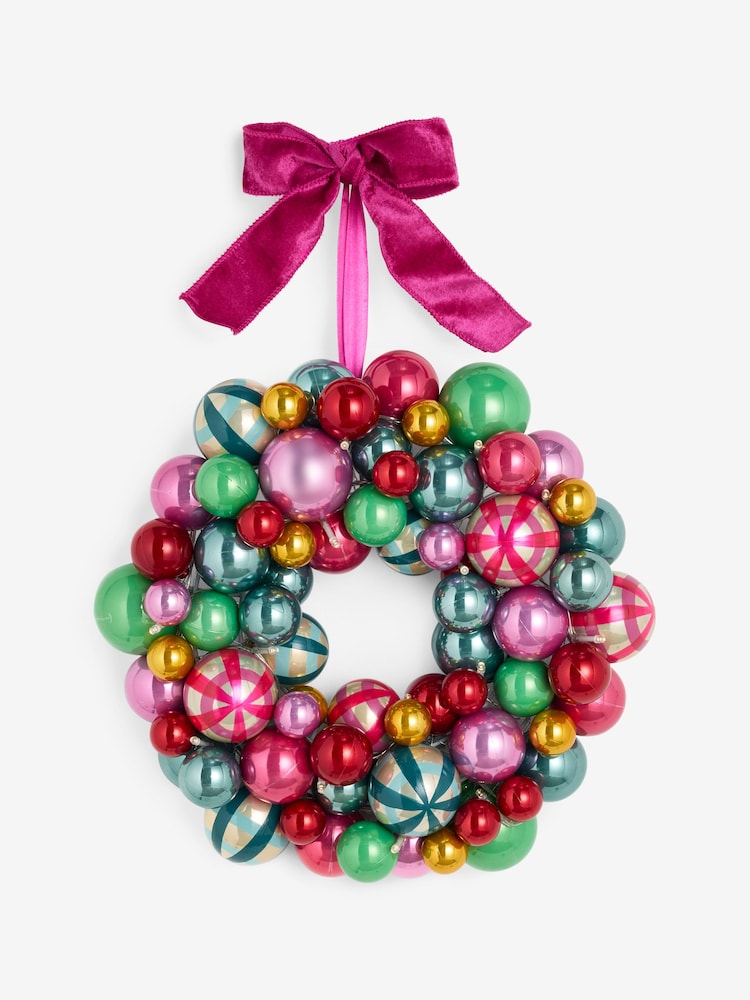 Brights Light Up Christmas Bauble Wreath - Image 1 of 2