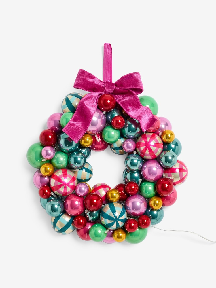 Brights Light Up Christmas Bauble Wreath - Image 2 of 2
