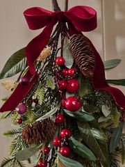 Green Winter Berries Artificial Swag Christmas Wreath - Image 3 of 4