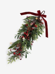 Green Winter Berries Artificial Swag Christmas Wreath - Image 4 of 4