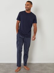 Threadbare Blue Stripe Pyjama T-Shirt & Bottoms Set - Image 1 of 4