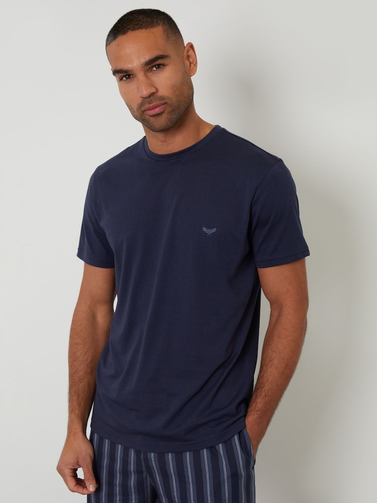 Threadbare Blue Stripe Pyjama T-Shirt & Bottoms Set - Image 2 of 4