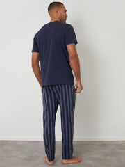 Threadbare Blue Stripe Pyjama T-Shirt & Bottoms Set - Image 3 of 4