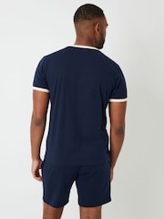 Threadbare Navy Contrast Binding Short Lounge Set - Image 3 of 5