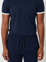Threadbare Navy Contrast Binding Short Lounge Set - Image 5 of 5