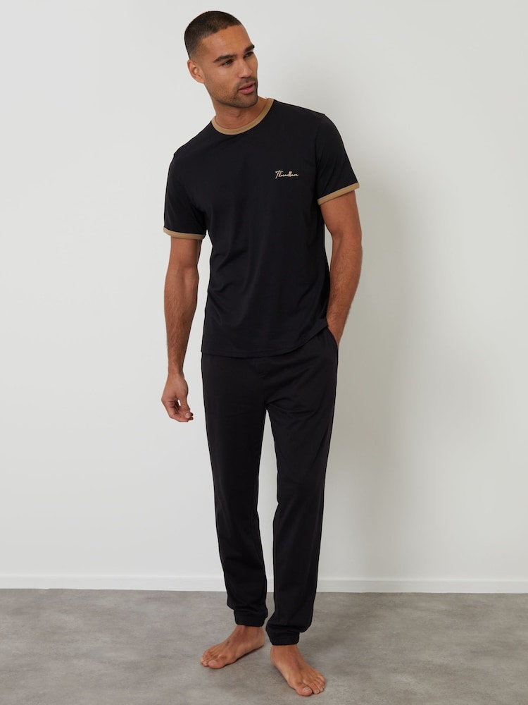 Threadbare Black Contrast Binding Lounge Set - Image 1 of 4