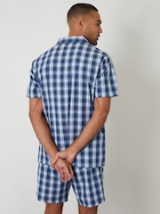 Threadbare Blue Check Pyjamas Short Sleeve Shirt & Shorts Set - Image 2 of 4