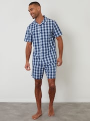 Threadbare Blue Check Pyjamas Short Sleeve Shirt & Shorts Set - Image 3 of 4