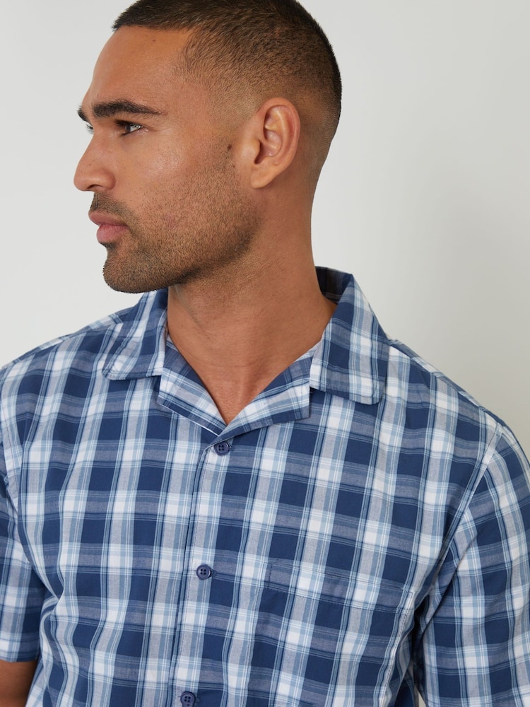 Threadbare Blue Check Pyjamas Short Sleeve Shirt & Shorts Set - Image 4 of 4 Threadbare Blue Check Pyjamas Short Sleeve Shirt & Shorts Set - Image 4 of 4