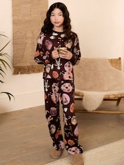 Burgundy Red Halloween Wide Leg Pyjamas (3-16yrs) - Image 1 of 4