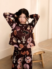 Burgundy Red Halloween Wide Leg Pyjamas (3-16yrs) - Image 2 of 4