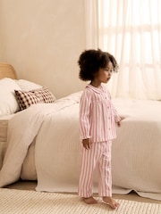 Rosa Stripete - Vevde Pyjamas med knapper (9mnd.–10år) - Bilde 1 av 7