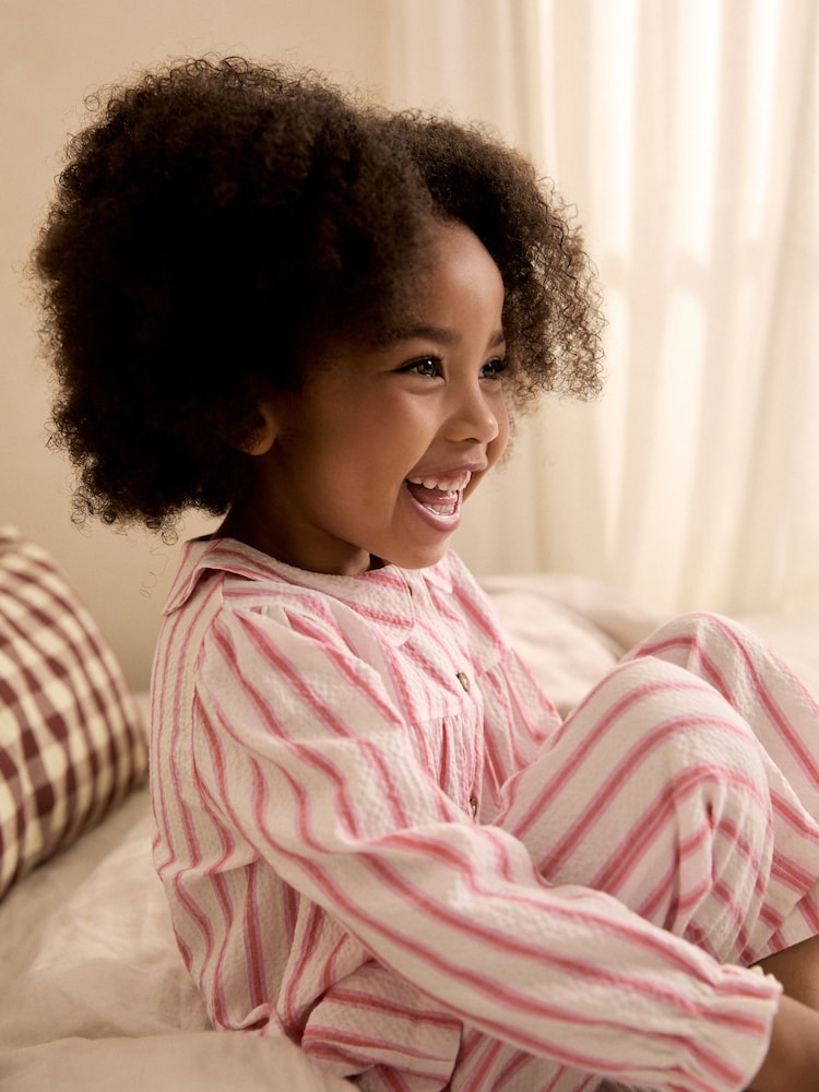 Rosa Stripete - Vevde Pyjamas med knapper (9mnd.–10år) - Bilde 2 av 7