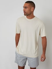 Threadbare Blue Stripe Relaxed Fit Pyjama T-Shirt and Shorts Set 2 Piece - Image 1 of 4