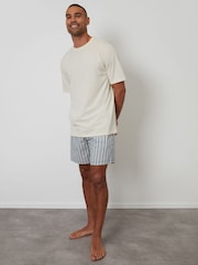 Threadbare Blue Stripe Relaxed Fit Pyjama T-Shirt and Shorts Set 2 Piece - Image 2 of 4