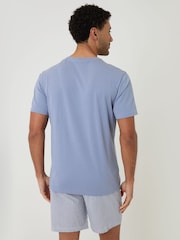 Threadbare Blue Stripe Pyjama T-Shirt and Shorts Set 2 Piece - Image 3 of 4