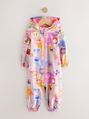 Pink Map Print Waterproof Printed Puddlesuit (3mths-7yrs) - Image 1 of 5