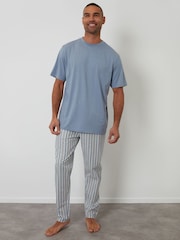 Threadbare Blue Stripe T-Shirt & Pyjama Bottoms Set - Image 1 of 4