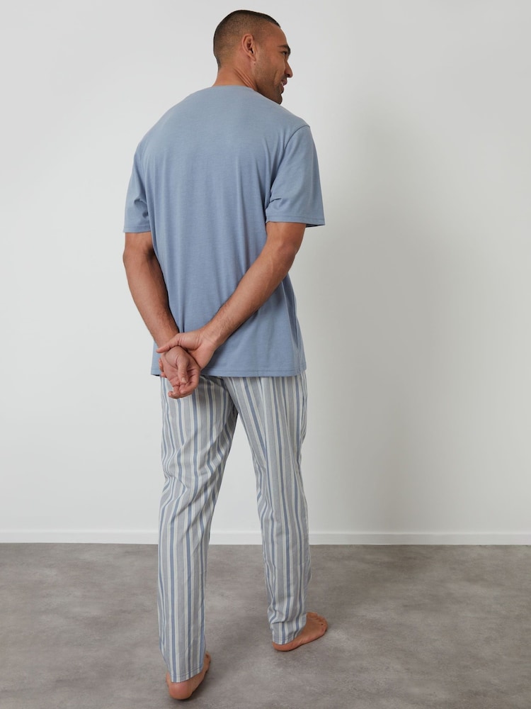 Threadbare Blue Stripe T-Shirt & Pyjama Bottoms Set - Image 2 of 4