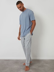 Threadbare Blue Stripe T-Shirt & Pyjama Bottoms Set - Image 3 of 4