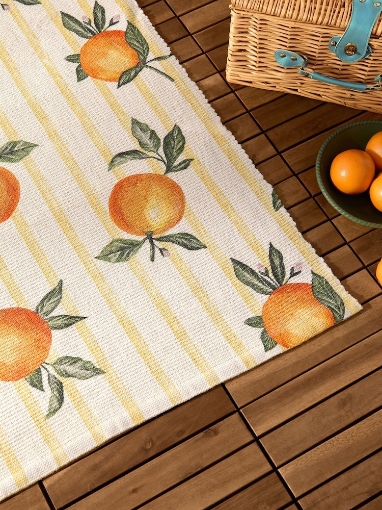 Furn Fruits Oranges Gingham Check Indoor/ Outdoor Rug - Imaginea 2 din 3 Furn Fruits Oranges Gingham Check Indoor/ Outdoor Rug - Imaginea 2 din 3