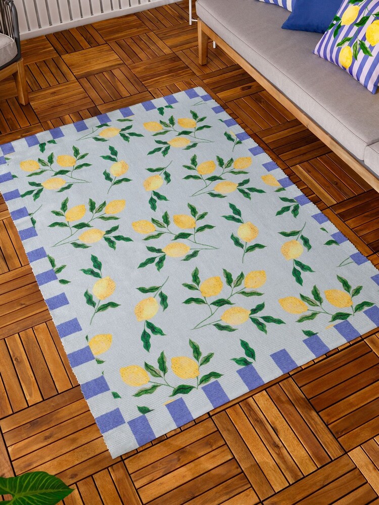 Furn Blue Lemon Printed Indoor/Outdoor Rug - Image 1 of 5