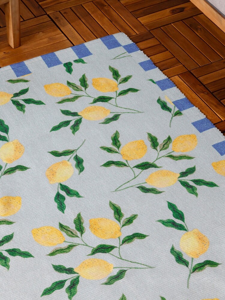 Furn Blue Lemon Printed Indoor/Outdoor Rug - Image 2 of 5