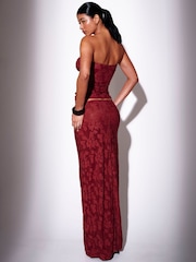 South Beach Brown Ring Decal Textured Maxi Skirt - Image 2 of 4