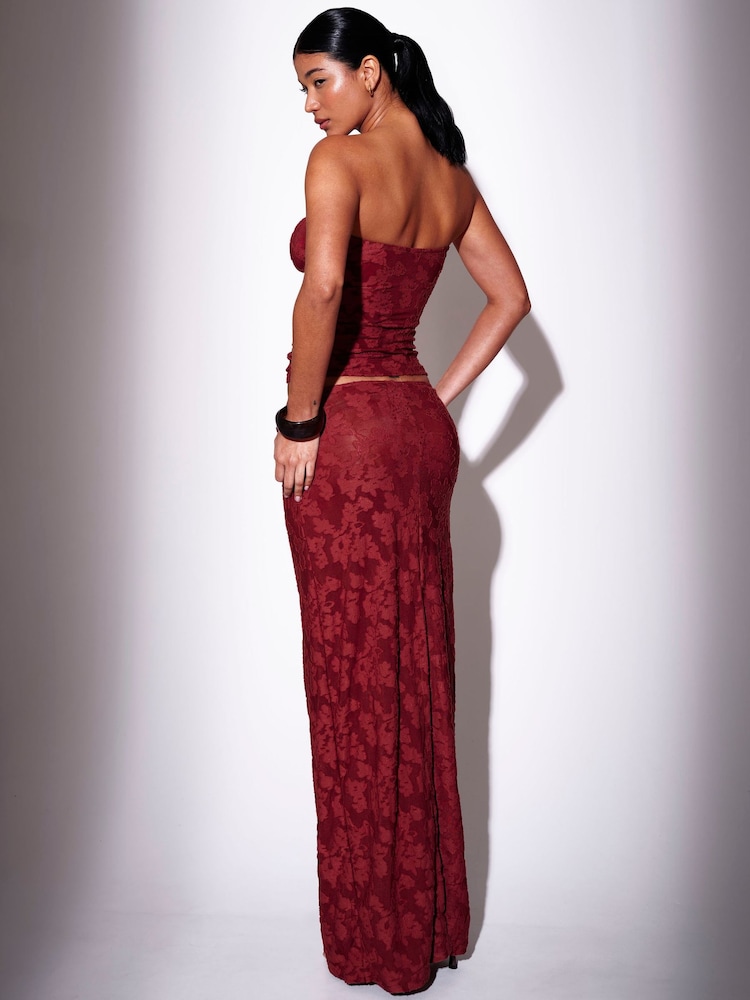 South Beach Brown Ring Decal Textured Maxi Skirt - Image 2 of 4