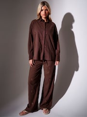 South Beach Brown Embroidered Starfish Beach Shirt - Image 4 of 5