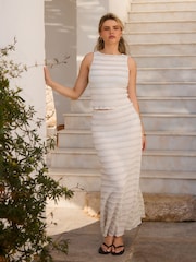 South Beach White Textured Frill Maxi Skirt - Image 2 of 6