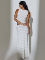 South Beach White Textured Frill Maxi Skirt - Image 4 of 6