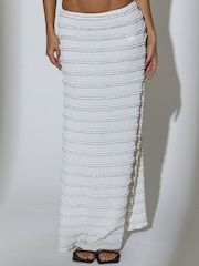 South Beach White Textured Frill Maxi Skirt - Image 5 of 6
