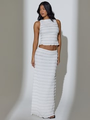 South Beach White Textured Frill Maxi Skirt - Image 6 of 6