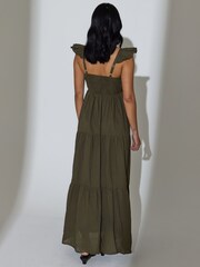 Πράσινο - Φόρεμα μάξι με βολάν και μανίκια σε επίπεδα, από % βαμβάκι, South Beach 100 - Εικόνα 6 από 6