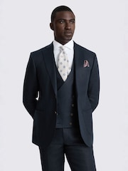 MOSS Navy Slim Fit Twill Linen Suit Jacket - Image 1 of 7