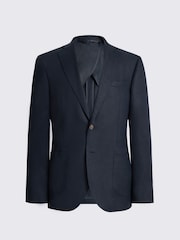 MOSS Navy Slim Fit Twill Linen Suit Jacket - Image 7 of 7