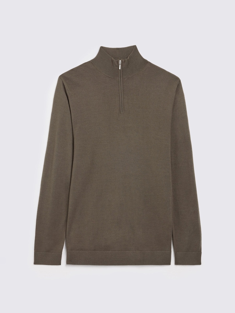 MOSS Brown Merino Zip-Neck Jumper - Image 4 of 4 MOSS Brown Merino Zip-Neck Jumper - Image 4 of 4
