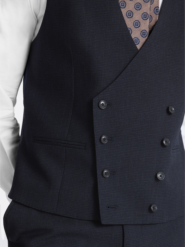 MOSS Blue Regular Fit Puppytooth Waistcoat - Image 3 of 3
