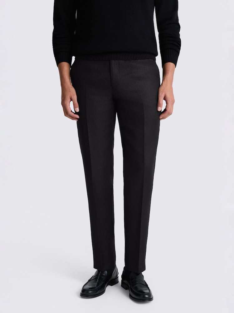 MOSS Black Tailored Fit Twill Linen Suit Trousers - Image 1 of 3 MOSS Black Tailored Fit Twill Linen Suit Trousers - Image 1 of 3