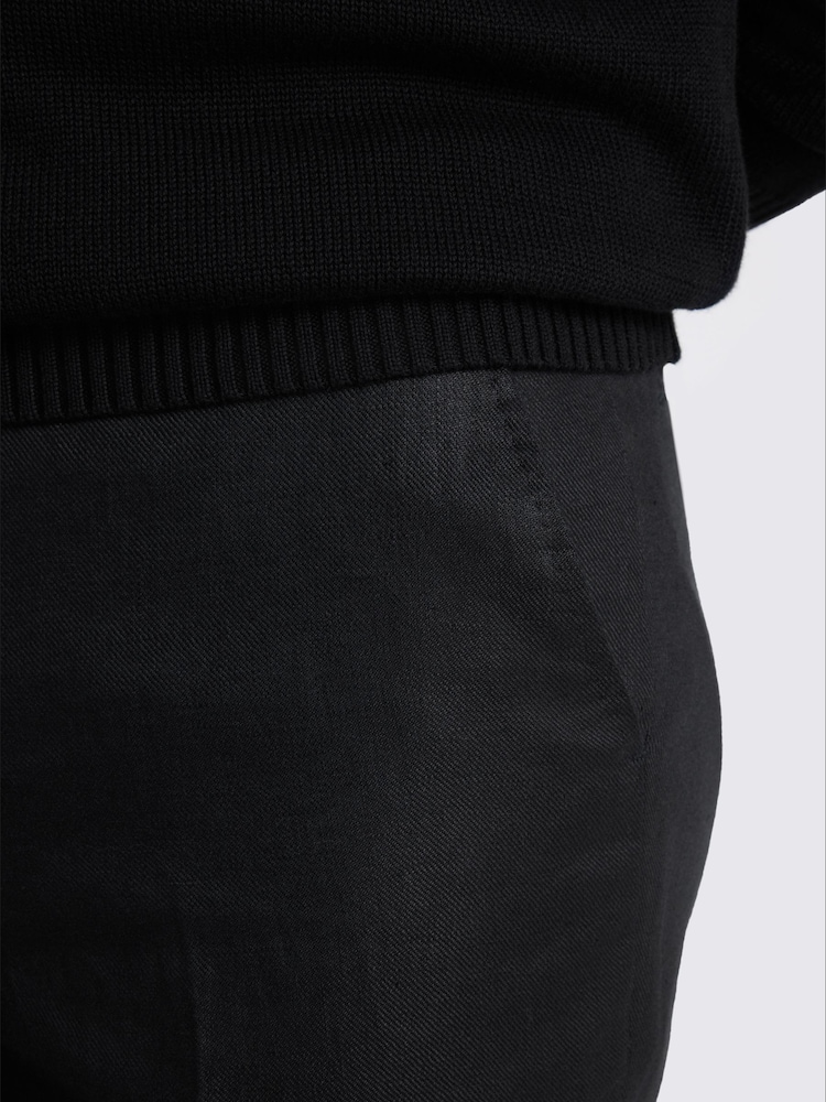 MOSS Black Tailored Fit Twill Linen Suit Trousers - Image 3 of 3 MOSS Black Tailored Fit Twill Linen Suit Trousers - Image 3 of 3
