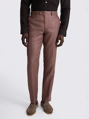 MOSS Mauve Slim Fit Twill Linen Suit Trousers - Image 1 of 3