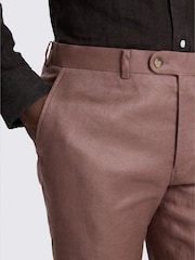 MOSS Mauve Slim Fit Twill Linen Suit Trousers - Image 3 of 3