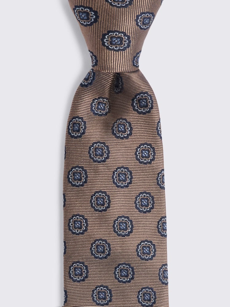 MOSS Yellow Silk Medallion Tie - Image 2 of 2