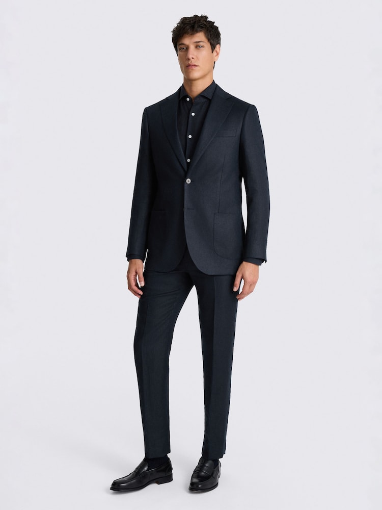 سترة بدلة من نسيج تويل الكتان بتفصيل مفصل من MOSS - صورة 2 من 5